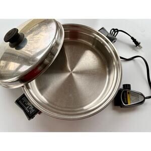 Vintage Vapo Lid Saladmaster Electric Skillet 7817 Stainless Steel Liquid Core
